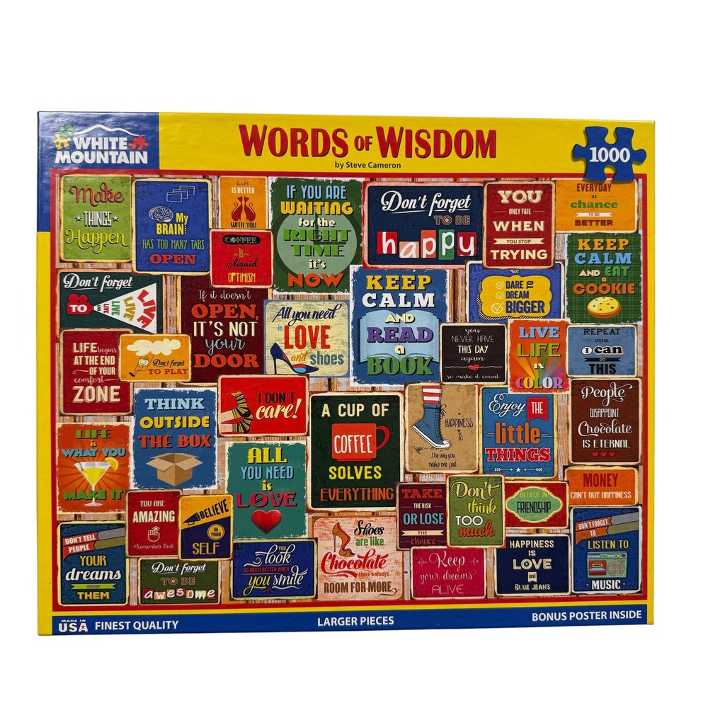White Mountain Puzzles Words of Wisdom 1000 Piece Puzzle Steve Cameron UNCOUNTED